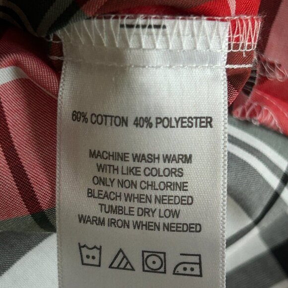 Foxcroft Shaped Fit Red Tartan Plaid Shirt Cuffed Sleeves Size 18 - Picture 3 of 9